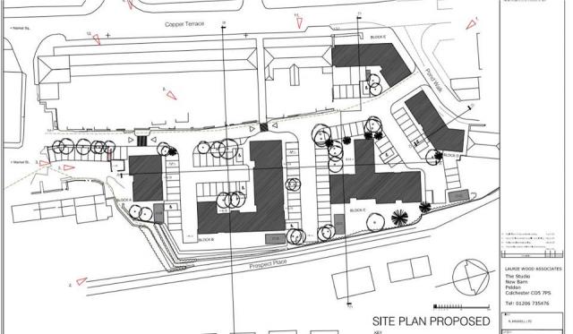 Site Plan proposed | PA15/10513 | Demolition of existing warehouse type building comprising 3,600 square metres of floorspace and the erection of a 70 unit residential development comprising 2no. 2-bed houses, 1no. 4-bed house, 10no one-bed flats and 57no Site Plan proposed | PA15/10513 | Demolition of existing warehouse type building comprising 3,600 square metres of floorspace and the erection of a 70 unit residential development comprising 2no. 2-bed houses, 1no. 4-bed house, 10no one-bed flats and 57no